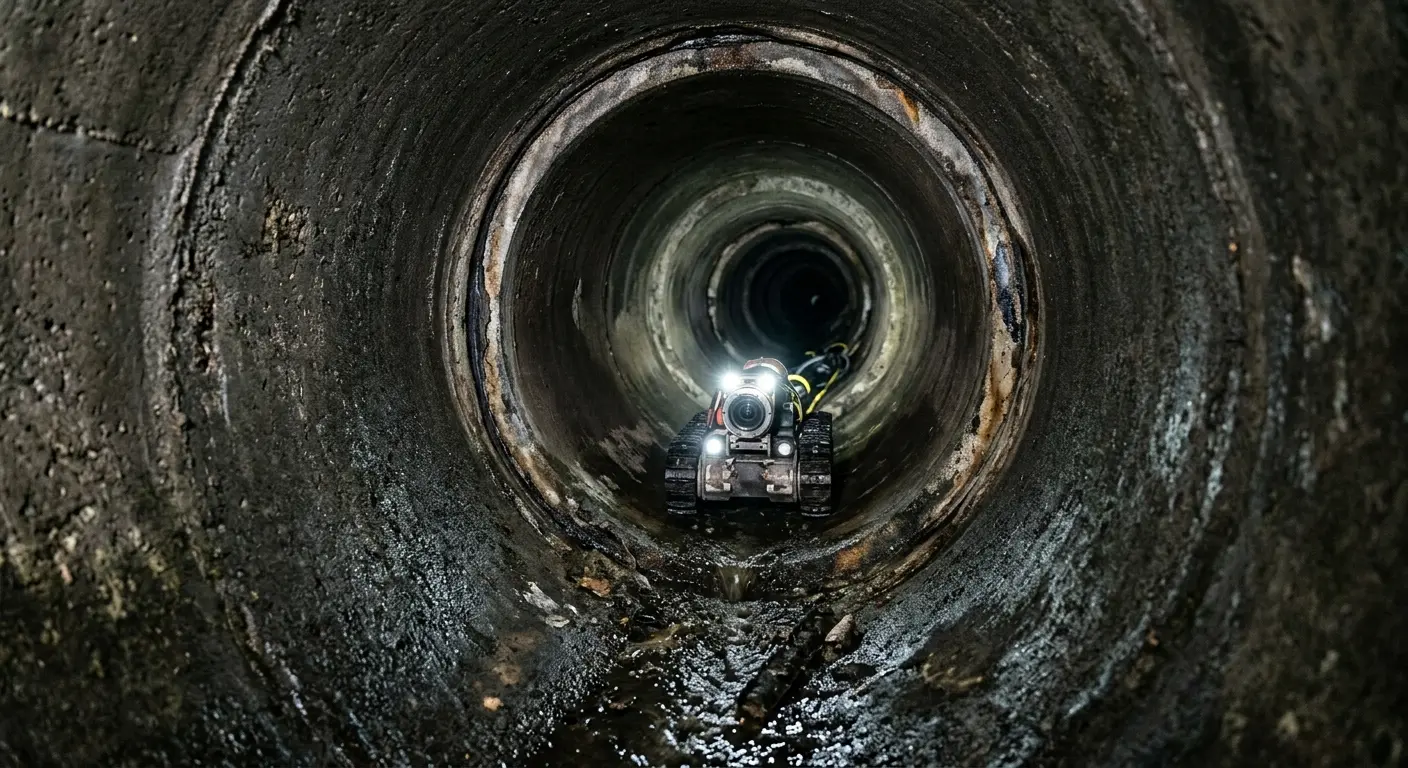 Robotic sewer camera inspecting pipe interior for Sewer Line Repair in Oneida